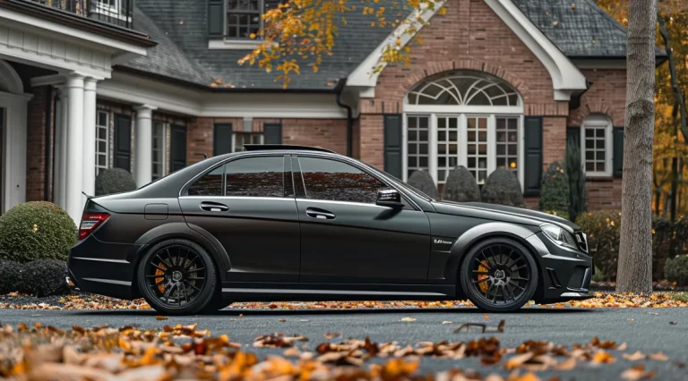 matte black 63 AMG with car window tinting