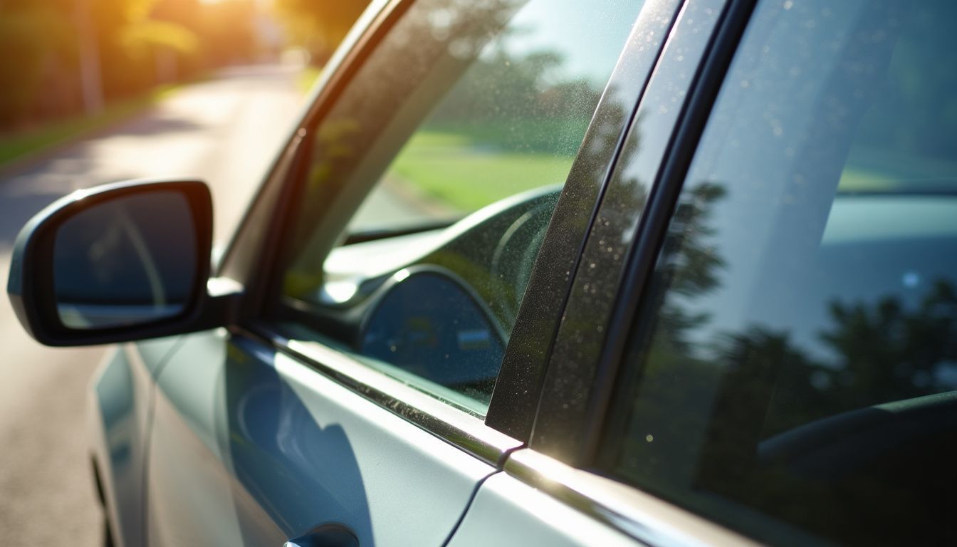 A car with tinted windows reduces glare and blocks UV rays.