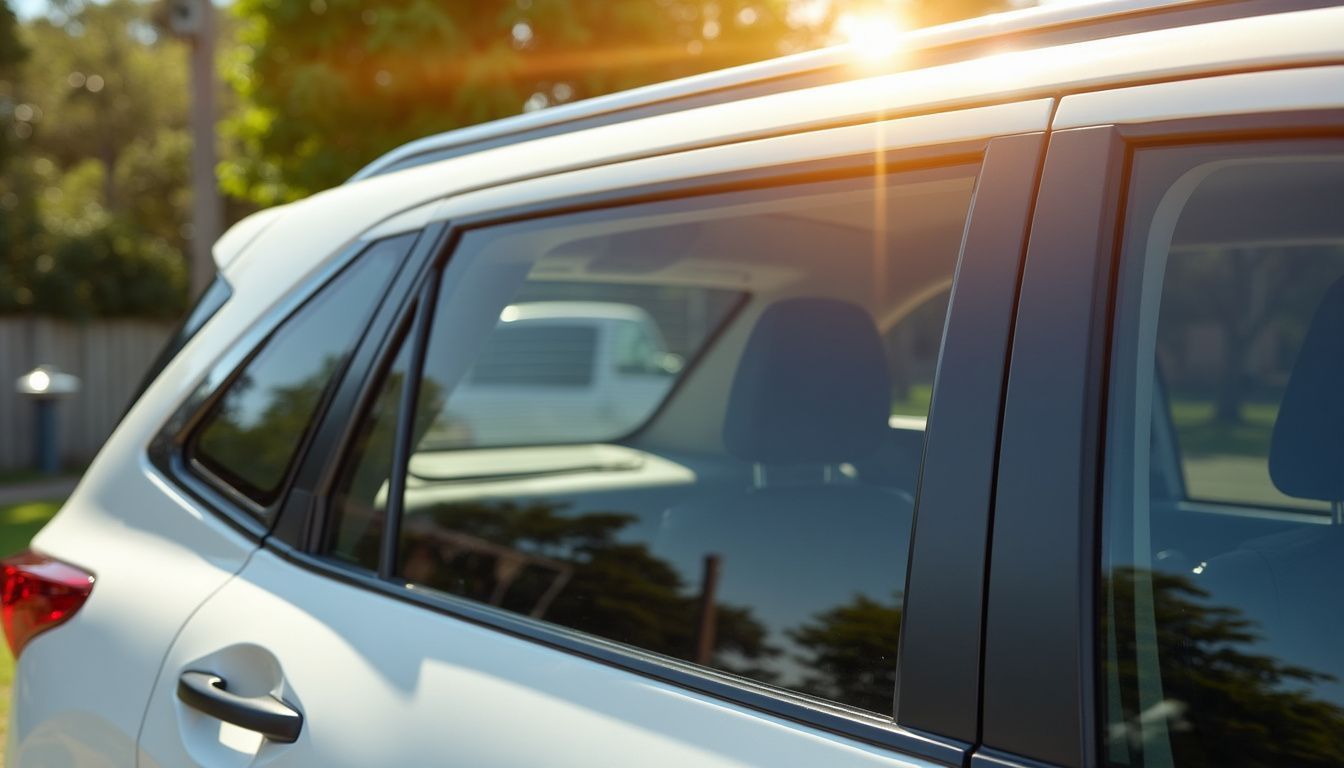 A modern SUV with UV-protective window tint parked under Australian sun.