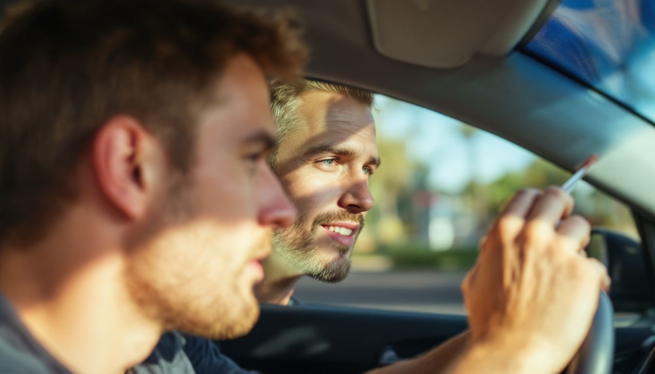 A man in his thirties checking the tint of his car's windscreen in Perth.