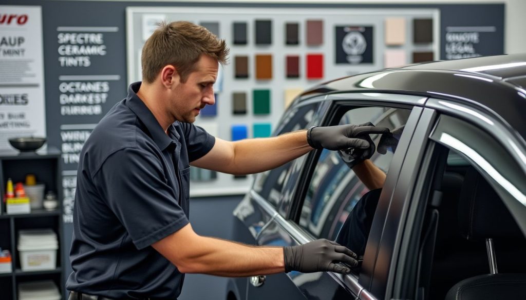 Car Window Tinting getting installed